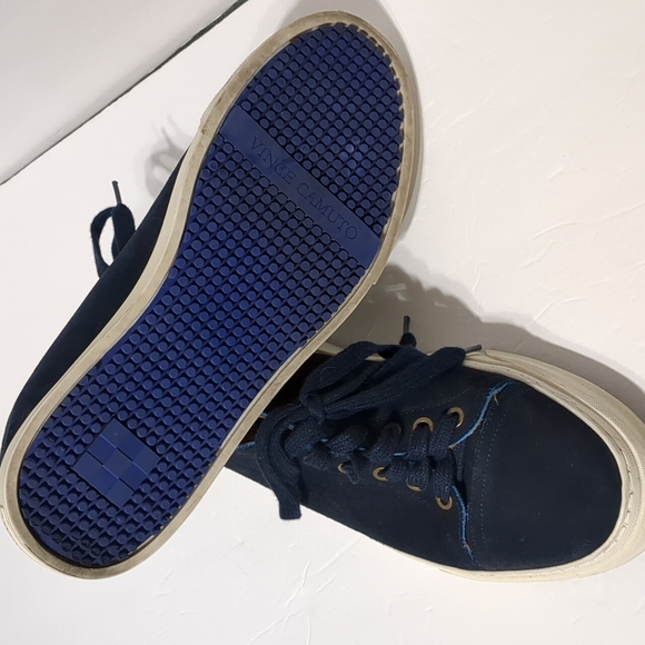 Vince Camuto dark Blue Leather laces shoes Sneakers men size 9.5 - Picture 5 of 9